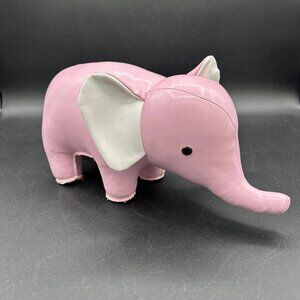 Zuny Pink Faux Leather Elephant - Weighted Bookend Doorstop Baby Decor